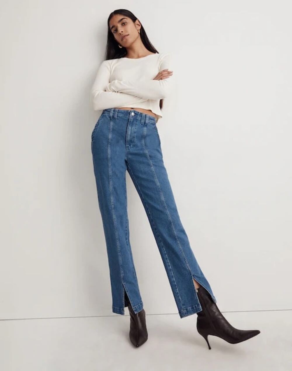 Madewell The Perfect Straight Vintage Jean in Medium Indigo Wash: Seamed Edition